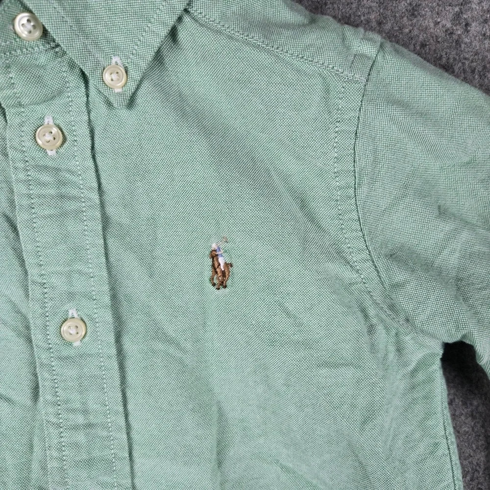 Ralph Lauren Oxford Shirt Kids 2T Green Long Sleeve Button Down Pony Logo